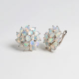 ‘Primrose’ Oval Opal Flower Cluster Earrings – front white