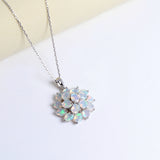 ‘Bluebell’ Oval Opal Flower Cluster Pendant – on white