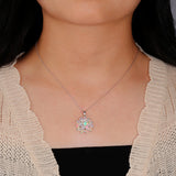 ‘Bluebell’ Oval Opal Flower Cluster Pendant – on neck