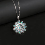 ‘Bluebell’ Oval Opal Flower Cluster Pendant – back view