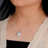 ‘Bluebell’ Oval Opal Flower Cluster Pendant – on neck side