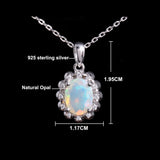 ‘Snowy’ Oval Opal Flower Halo Pendant – dimensions