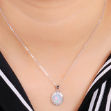 ‘Elsie’ Oval Opal Flower Halo Set – on neck