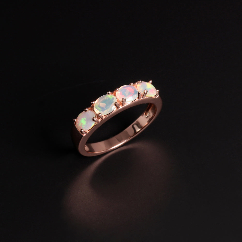 ‘Peony’ Oval Opal Half Eternity Ring