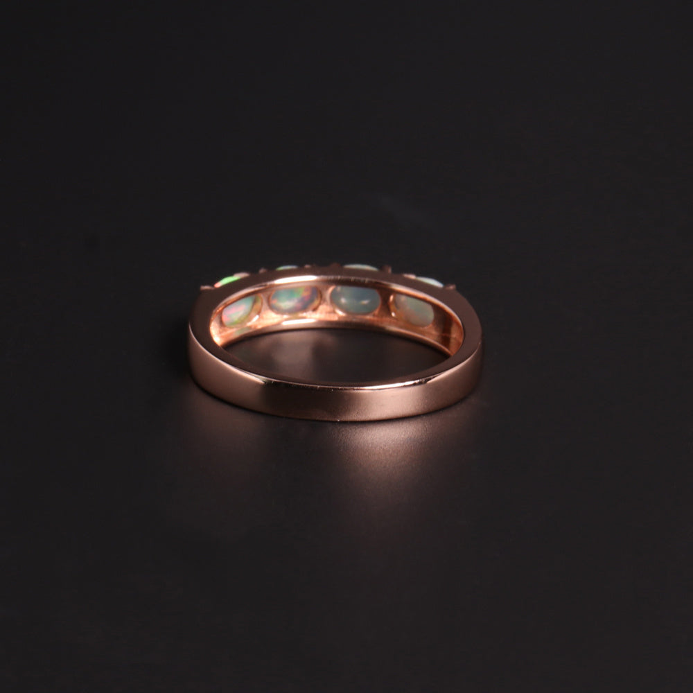 ‘Peony’ Oval Opal Half Eternity Ring – back view