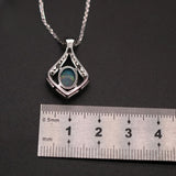 ‘Lark’ Oval Opal Kite Frame Pendant – with ruler