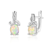 ‘Sage’ Oval Opal Leaf Vine Earrings