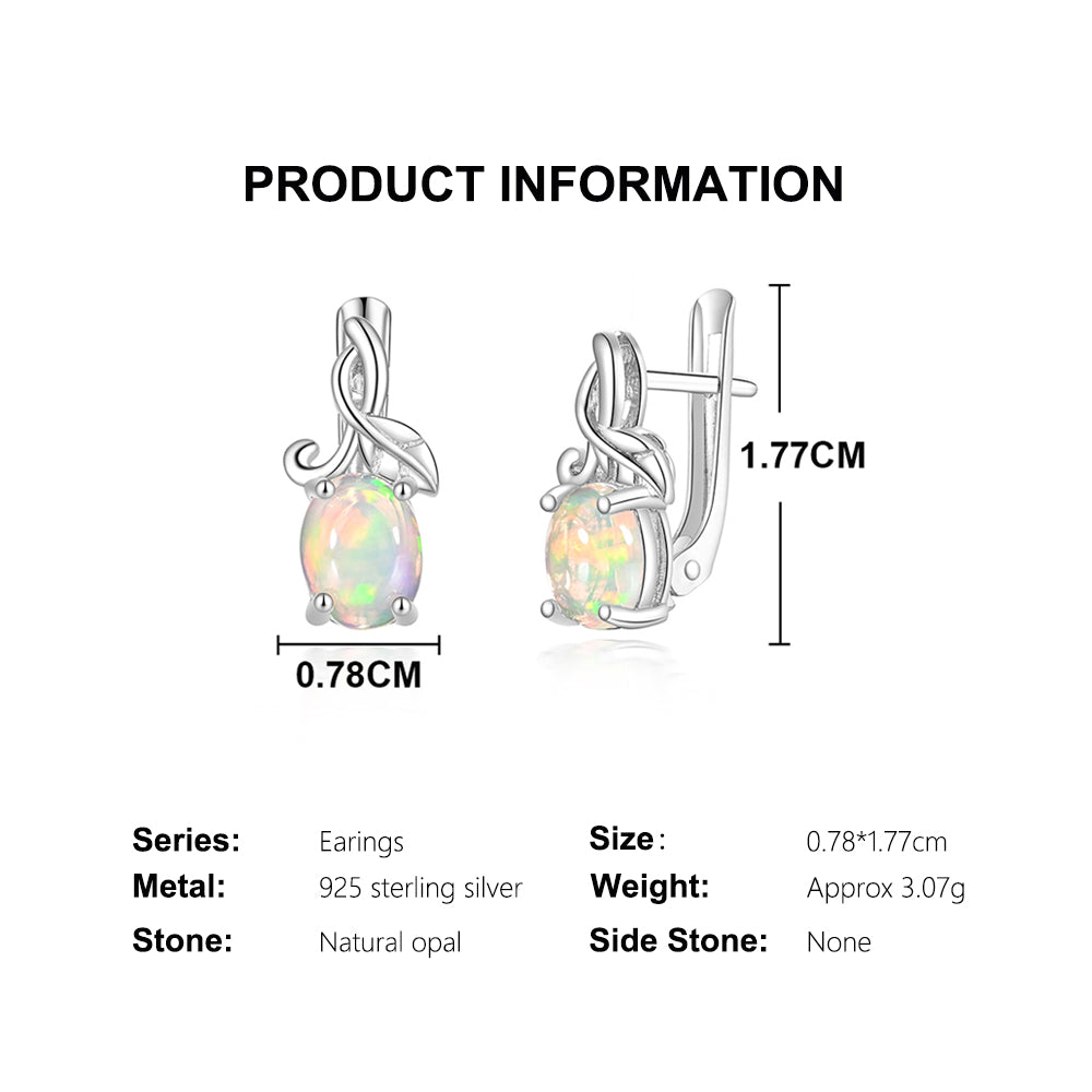 ‘Sage’ Oval Opal Leaf Vine Earrings – specs dimensions