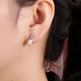 ‘Rosemary’ Oval Opal Leaf Vine Set – earring on ear