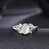 ‘Rosemary’ Oval Opal Leaf Vine Set – ring front fabric