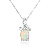 ‘Rosemary’ Oval Opal Leaf Vine Set – pendant front