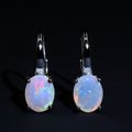 ‘Julia’ Oval Opal Leverback Drop Earrings