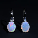 ‘Julia’ Oval Opal Leverback Drop Earrings