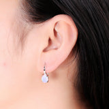 ‘Julia’ Oval Opal Leverback Drop Earrings – on ear