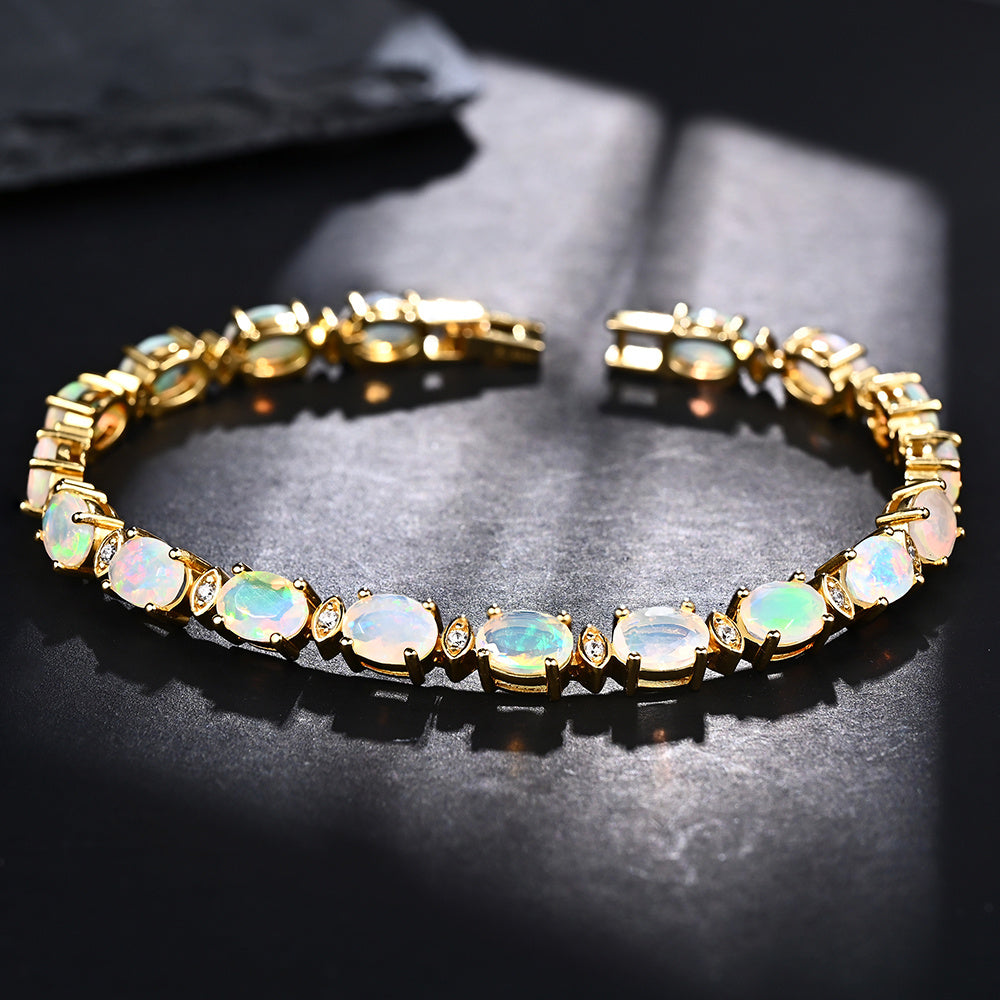 ‘Marigold’ Oval Opal Link Tennis Bracelet