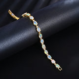 ‘Marigold’ Oval Opal Link Tennis Bracelet – laid diagonal