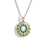 ‘Joy’ Oval Opal Peridot Sunburst Pendant – front white bg