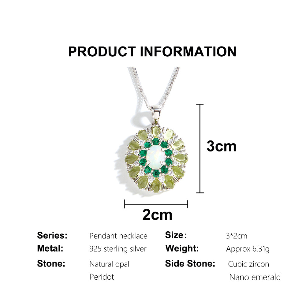 ‘Joy’ Oval Opal Peridot Sunburst Pendant – product specs