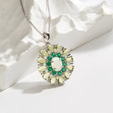 ‘Daintree’ Oval Opal Peridot Sunburst Set – pendant close up