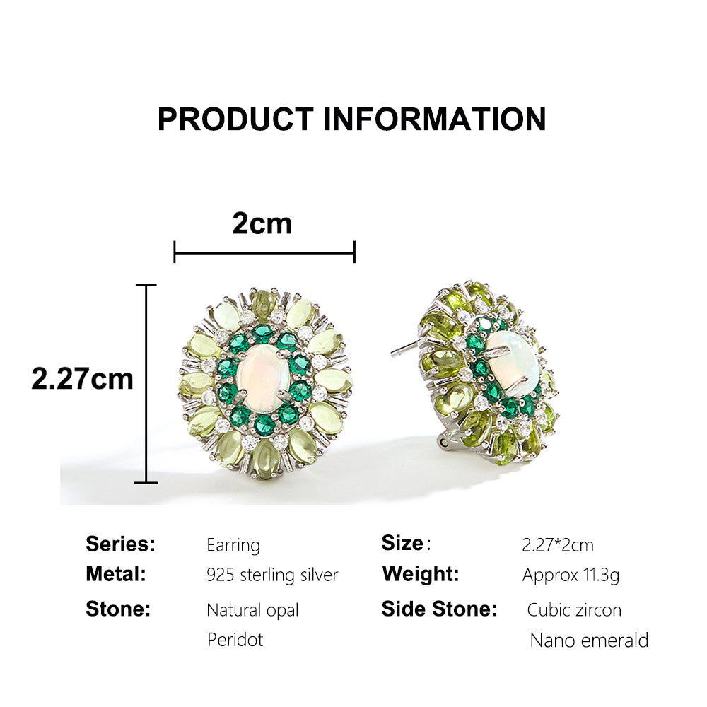 ‘Daintree’ Oval Opal Peridot Sunburst Set – earring dimensions