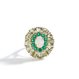 ‘Daintree’ Oval Opal Peridot Sunburst Set – ring front