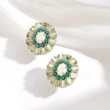 ‘Daintree’ Oval Opal Peridot Sunburst Set – earrings pair