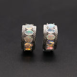 ‘Beatrice’ Oval Opal Row Hoop Earrings