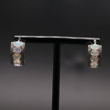 ‘Beatrice’ Oval Opal Row Hoop Earrings – on display stand