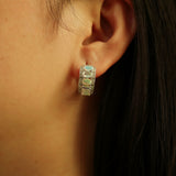 ‘Beatrice’ Oval Opal Row Hoop Earrings – on ear