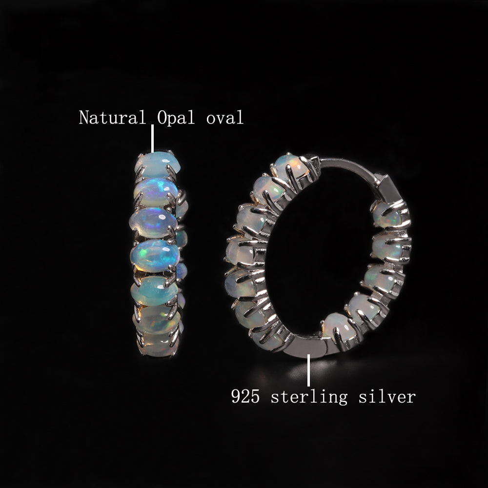‘Estelle’ Oval Opal Row Hoop Earrings – materials callout