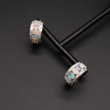 ‘Beatrice’ Oval Opal Row Hoop Earrings – on display rods
