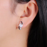 ‘Honey’ Oval Opal Spinel Swirl Earrings – on ear