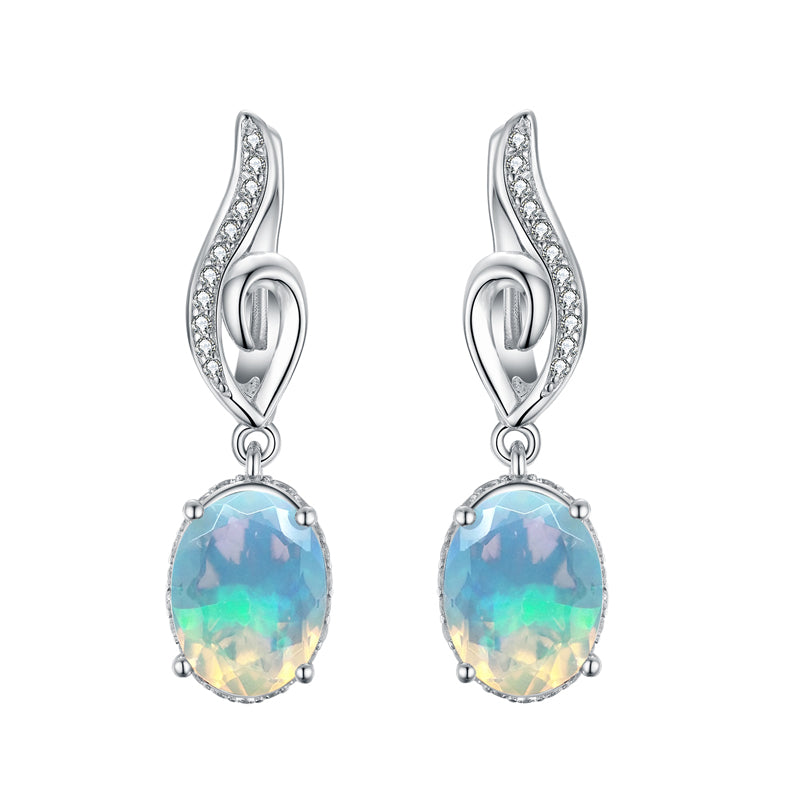 ‘River’ Oval Opal Swirl Drop Earrings