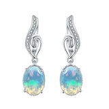 ‘River’ Oval Opal Swirl Drop Earrings