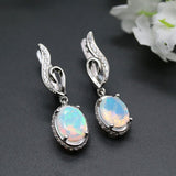 ‘River’ Oval Opal Swirl Drop Earrings – close up