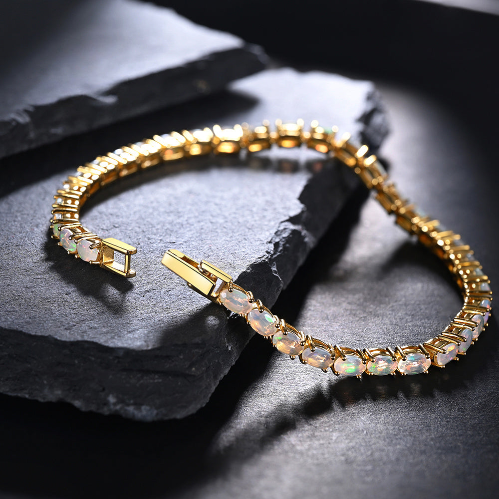 ‘Juniper’ Oval Opal Tennis Bracelet – on slate