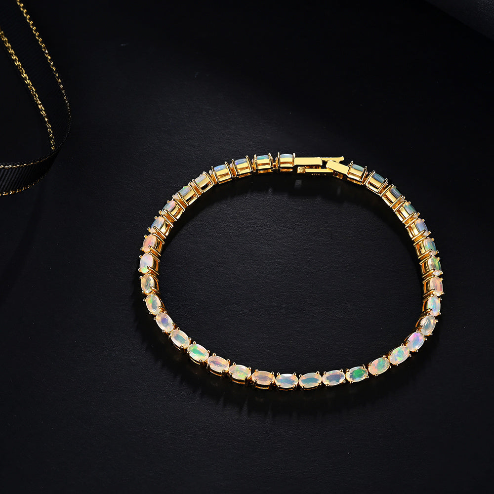 ‘Juniper’ Oval Opal Tennis Bracelet – closed oval