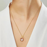 ‘Clarissa’ Oval Opal Tourmaline Cluster Set – pendant on neck