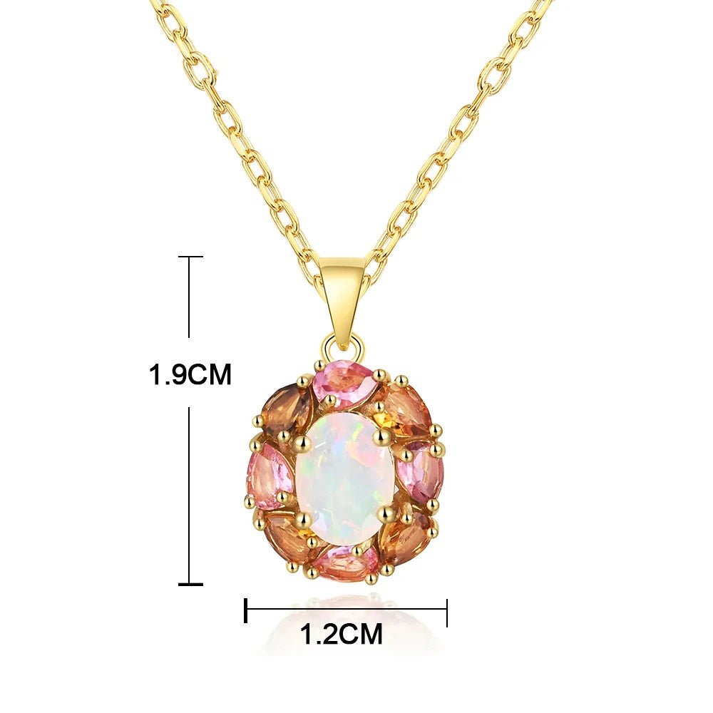 ‘Carmel’ Oval Opal Tourmaline Halo Pendant – dimensions