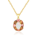 ‘Carmel’ Oval Opal Tourmaline Halo Pendant – pendant