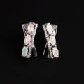 ‘Tessa’ Oval Opal X Cross Earrings