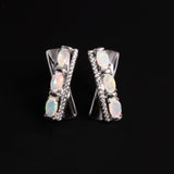 ‘Tessa’ Oval Opal X Cross Earrings