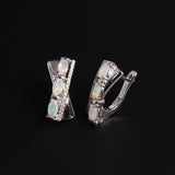 ‘Tessa’ Oval Opal X Cross Earrings – side lever