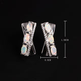 ‘Tessa’ Oval Opal X Cross Earrings – dimensions