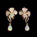 ‘Mimosa’ Pave Flower Opal Drop Earrings