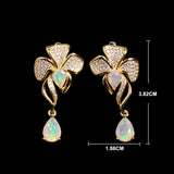 ‘Mimosa’ Pave Flower Opal Drop Earrings – dimensions
