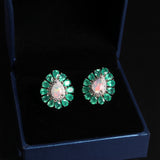 ‘Myrtle’ Pear Opal Agate Flower Earrings – in gift box