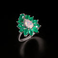 ‘Maisie’ Pear Opal Agate Flower Ring