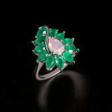 ‘Maisie’ Pear Opal Agate Flower Ring