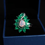 ‘Maisie’ Pear Opal Agate Flower Ring – in gift box